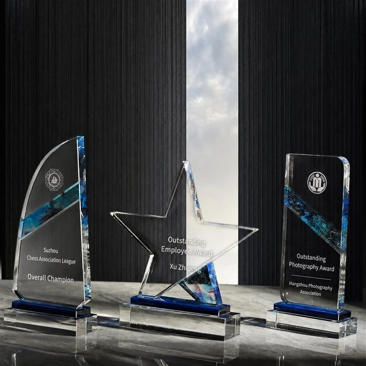 Troféu de cristal transparente-em formato múltiplo